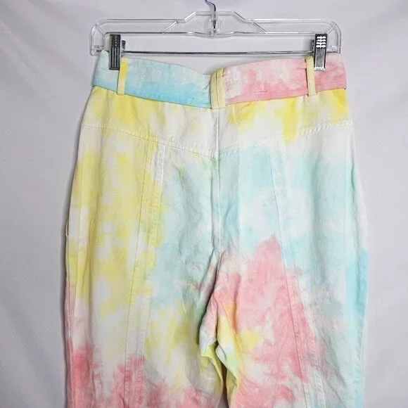 NWT LoveShackFancy Tao Denim Pants Jeans RAINBOW RADIAL TIE DYE size 0 XS Ankle - Picture 13 of 13